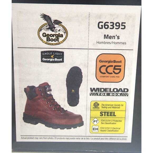 Georgia Boot Eagle Light Wide Load Steel Toe Work Hiker Brown Mens Size 13 G6395 main image 5